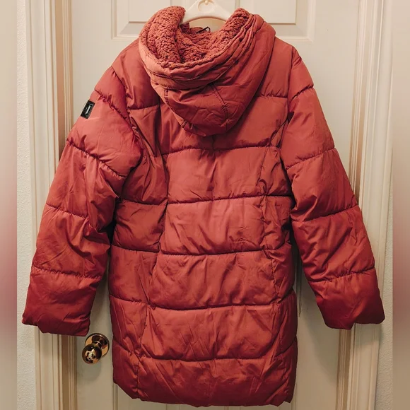 Y2K Rocawear Quilted Puffer Parka Jacket w Sherpa Hood Multi Pockets & Zip Sides - Picture 2 of 16
